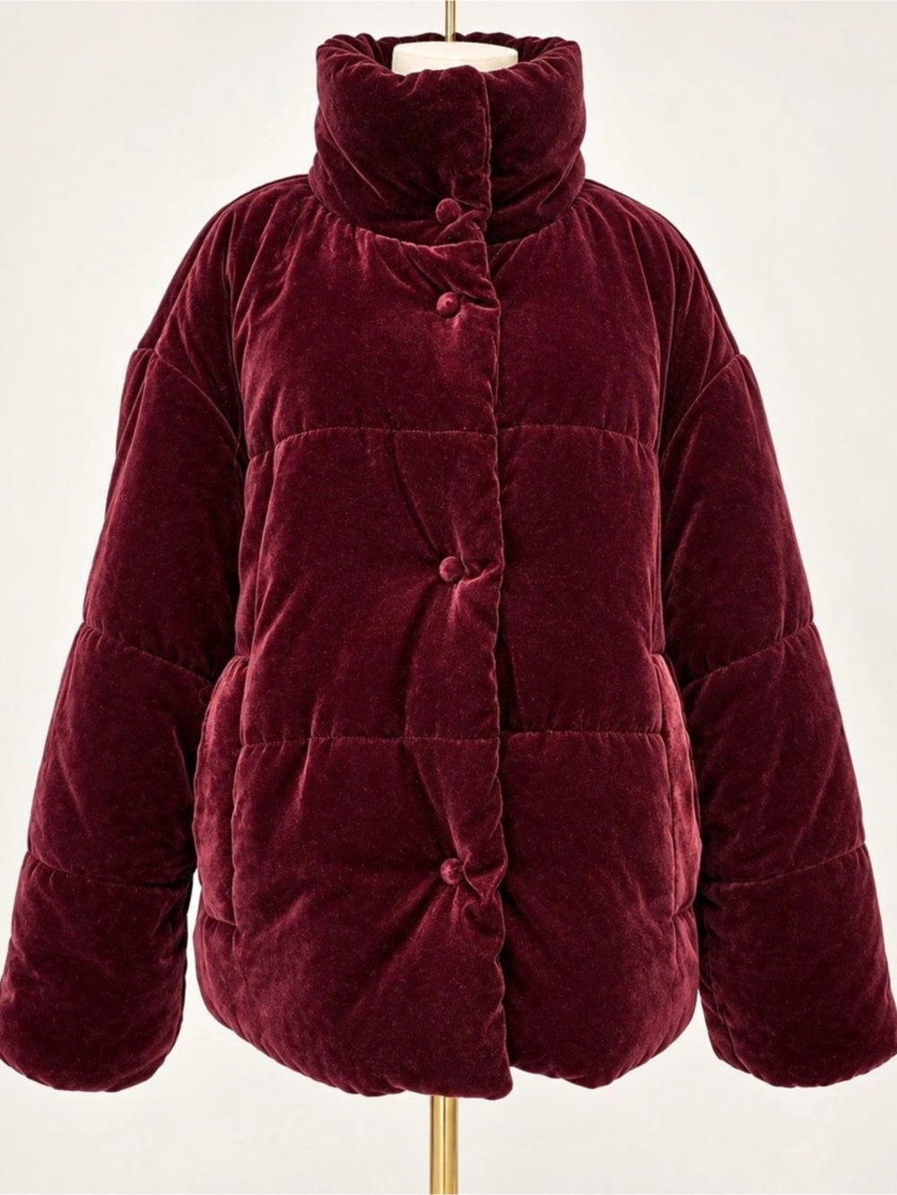 Lulus Spread Cheer Plum Purple Velvet Quilted Puffer Jacket Size M